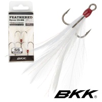 Крючки тройные BKK Feathered Spear 21-SS White #8 3шт