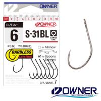 Крючки одинарные Owner S-31BL Barbless 6 7шт