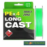 Шнур Trout Zone PEx4 Long Cast 150m fluo green #0.8 14.5lb 6.5kg