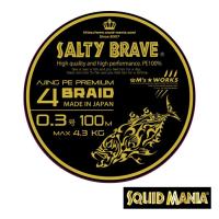 Шнур Squid Mania Salty Brave PE X4 100m yellow #0.3 9.5lb 0.09mm 4.3kg