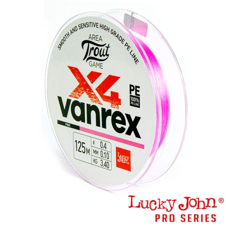 Шнур Lucky John Area Trout Game Vanrex X4 Braid 125m Pink #0.4 0.10mm 3.4kg