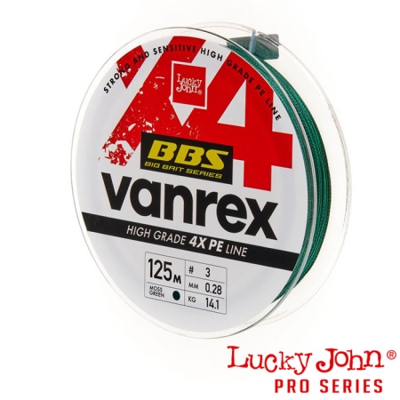 Шнур Lucky John Vanrex BBS X4 Braid 125m Moss Green 0.28mm 14.1kg