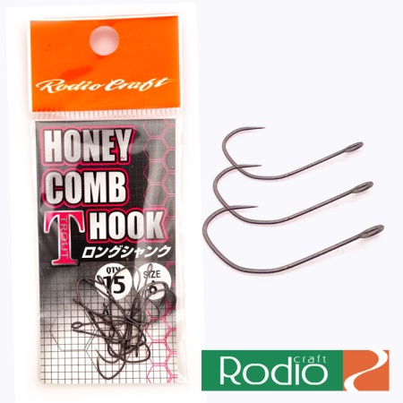 Крючки одинарные Rodio Craft Honey Comb T Hook Long Shank #6 15шт
